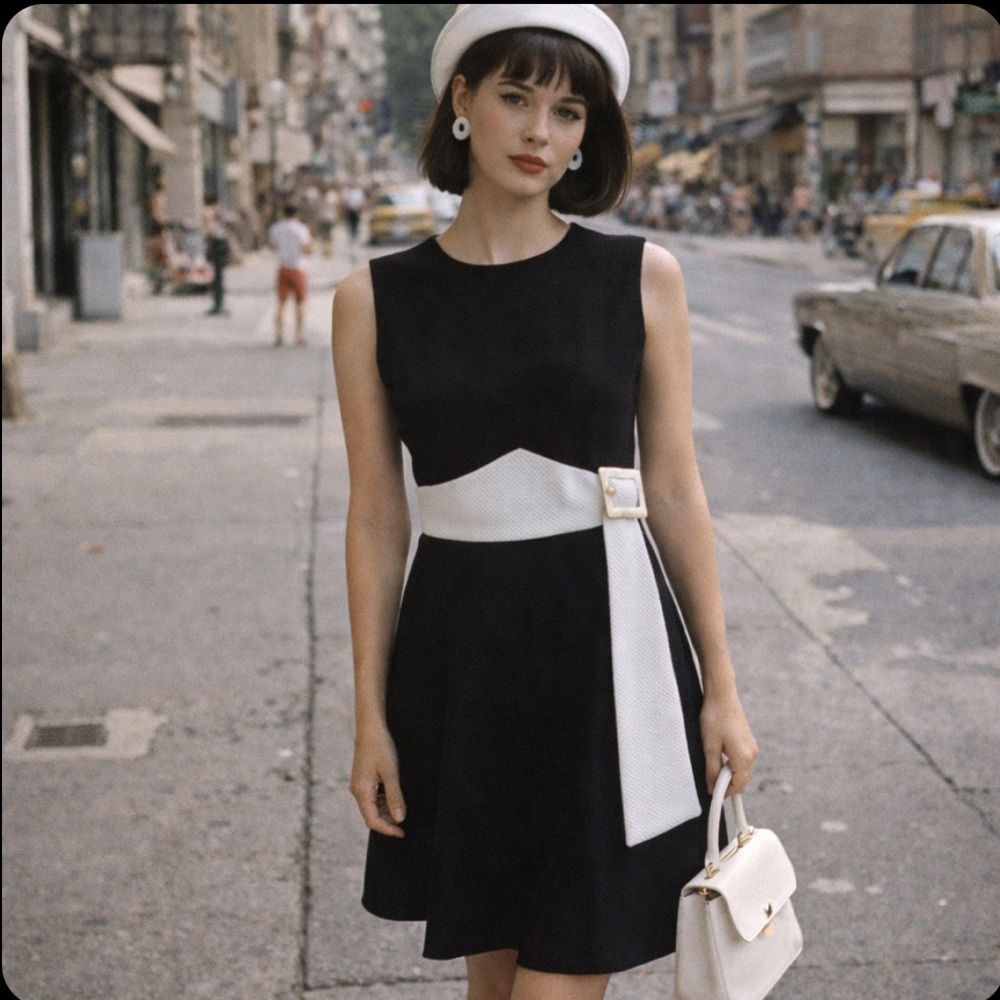 Vintage 60's Black & White Dress